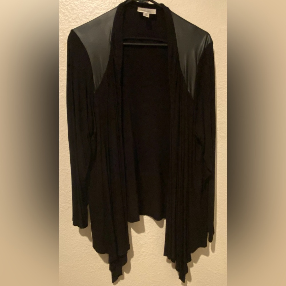 dressbarn Black Open-Front Cardigan